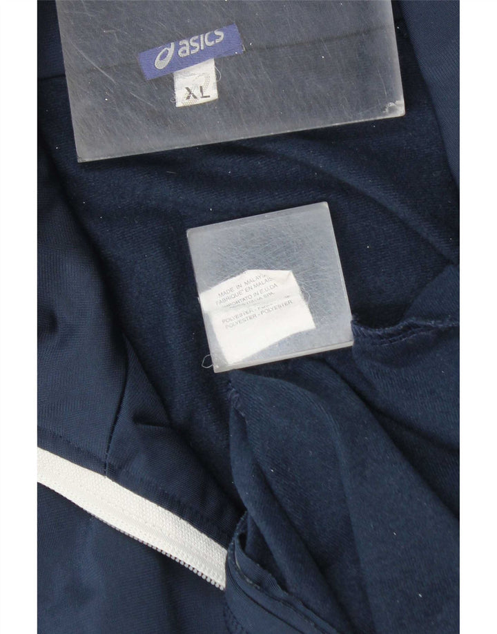 Giacca da ginnastica da uomo Asics XL in poliestere a righe blu navy