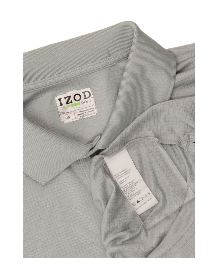 IZOD Mens Polo Shirt Large Grey Gingham Polyester Vintage Izod and Second-Hand Izod from Messina Hembry 