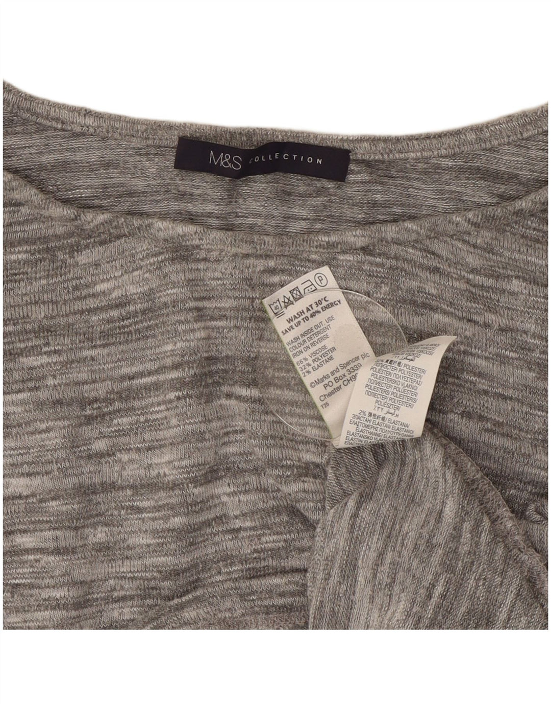 Marks & Spencer Womens Top 3/4 Sleeve UK 12 Medium Grey Flecked Viscose
