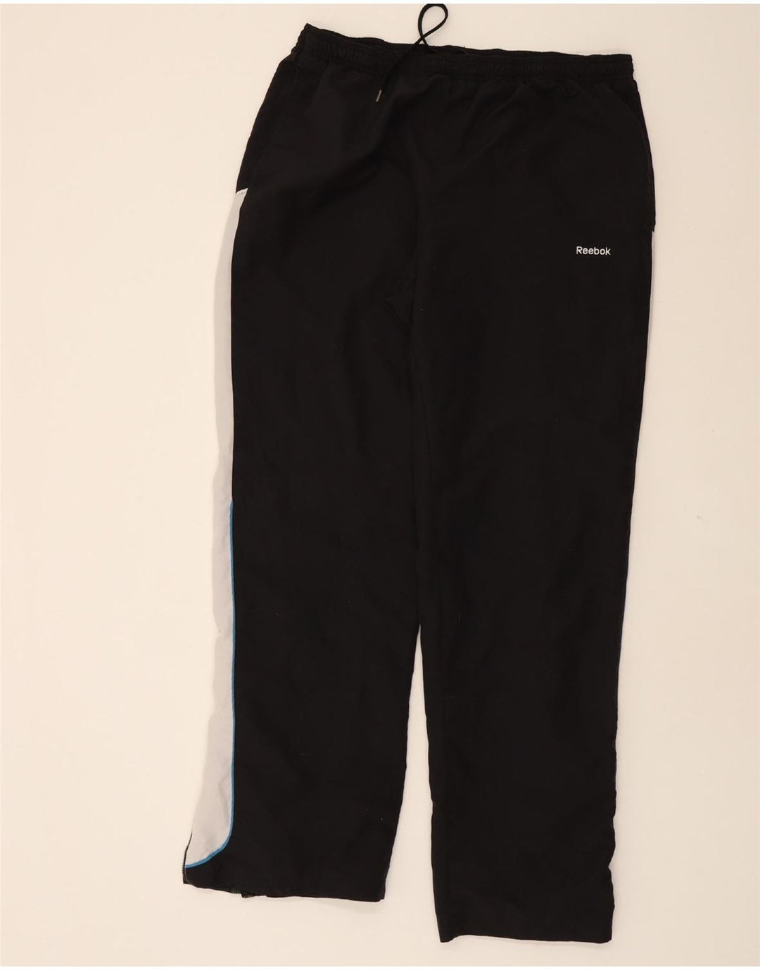 REEBOK Mens Graphic Tracksuit Trousers XL Black Colourblock Polyester Vintage Reebok and Second-Hand Reebok from Messina Hembry 