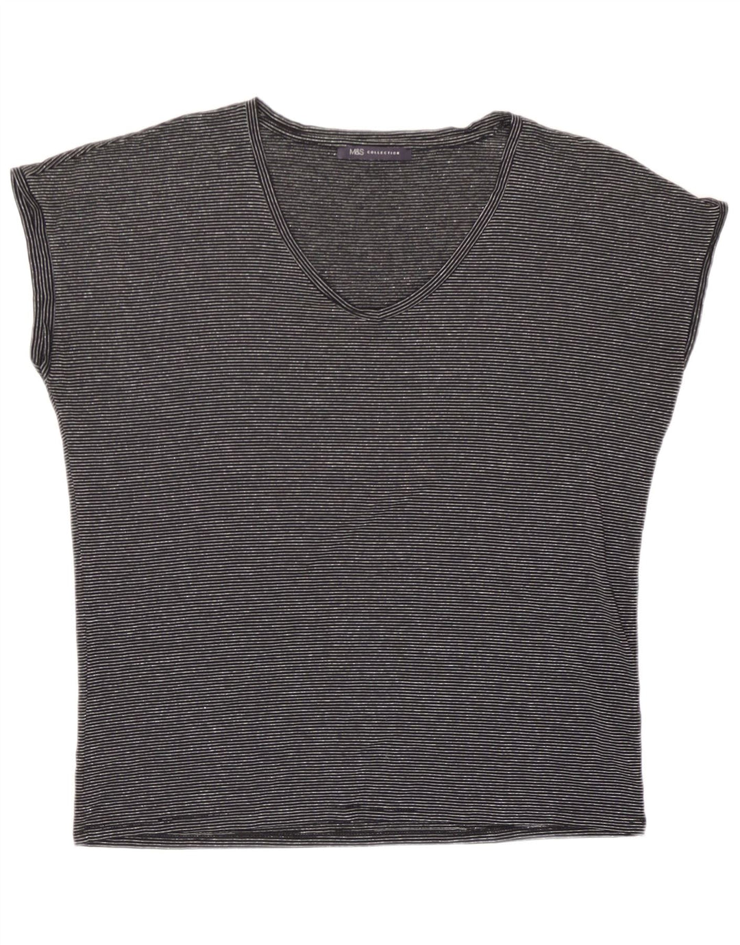Marks & Spencer Womens Oversized T-Shirt Top UK 10 Small Black Striped