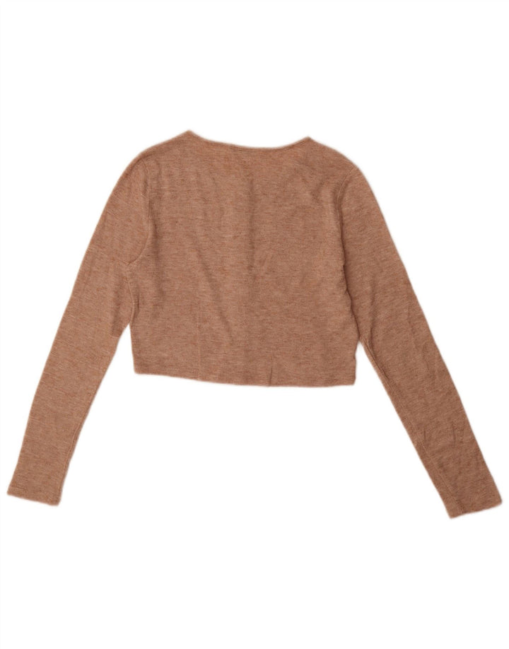 ZARA Womens Crop Cardigan Sweater UK 12 Medium Beige