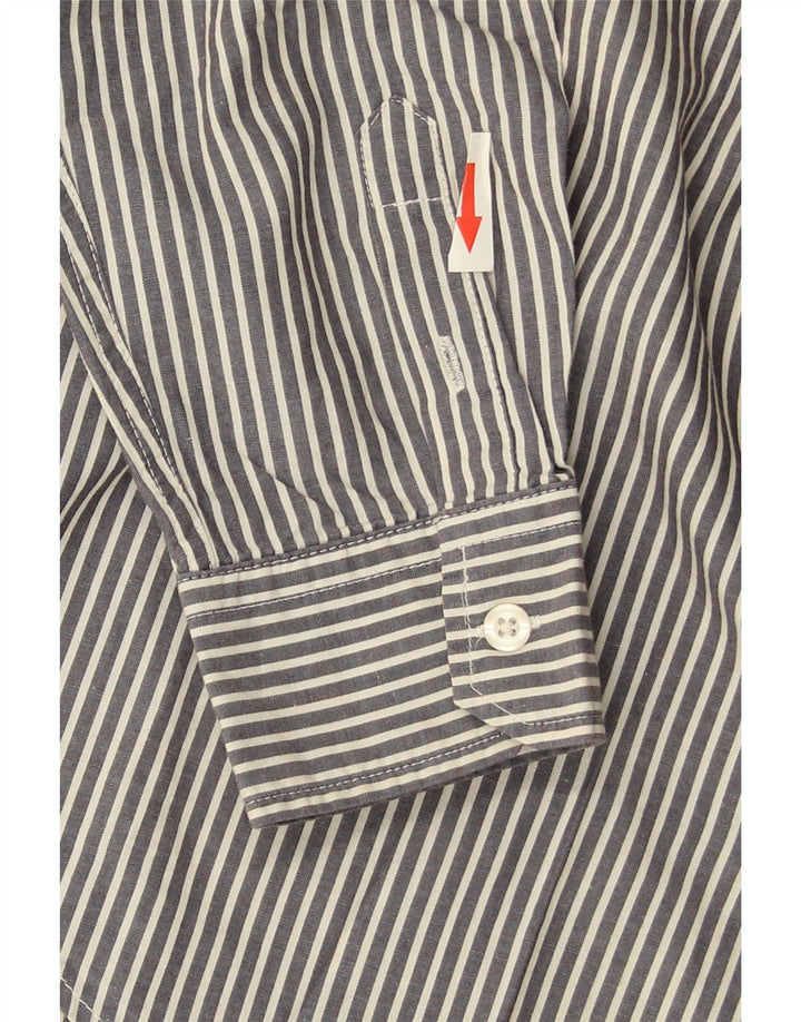 Benetton Boys Shirt 9-10 Years Blue Pinstripe