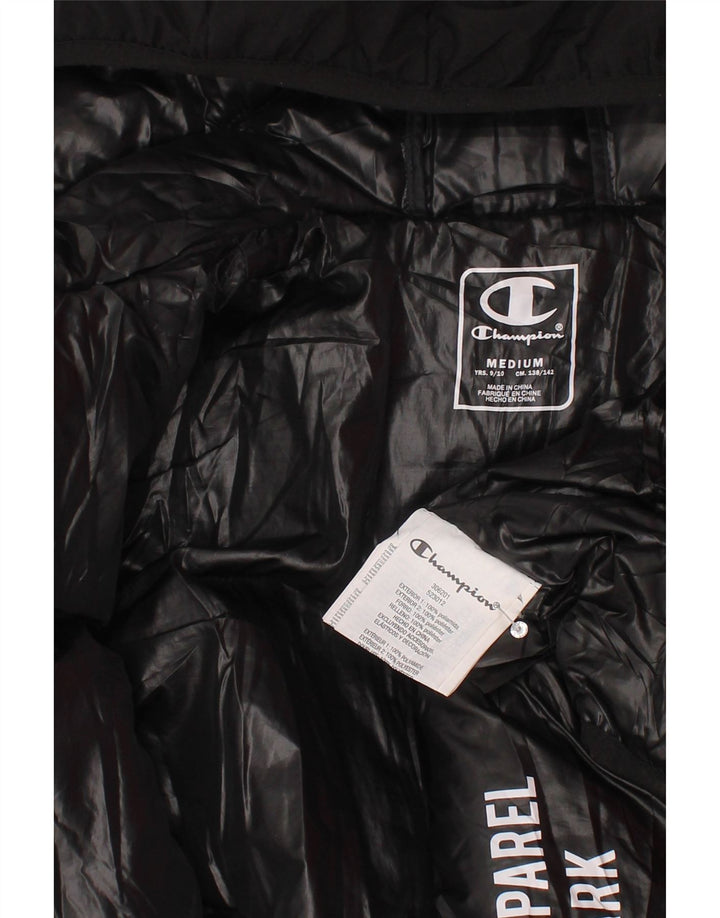 Champion Wattierte Jacke mit grafischer Kapuze für Jungen, 9–10 Jahre, Mittelschwarz
