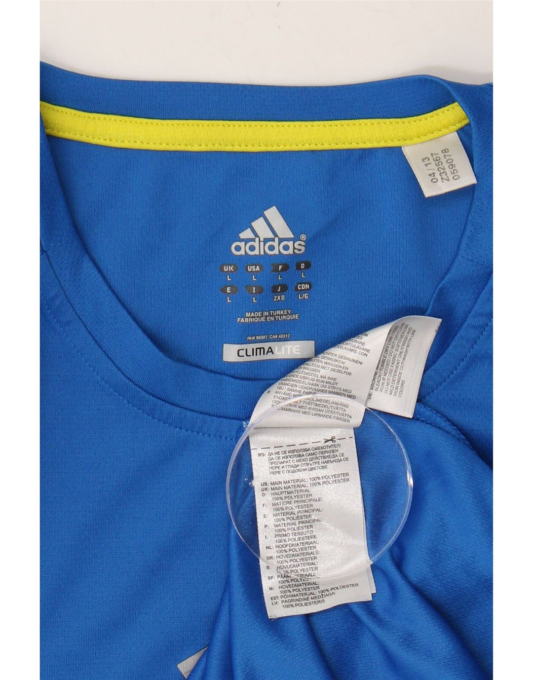 ADIDAS Mens Climalite Graphic T-Shirt Top Large Blue Polyester Vintage Adidas and Second-Hand Adidas from Messina Hembry 