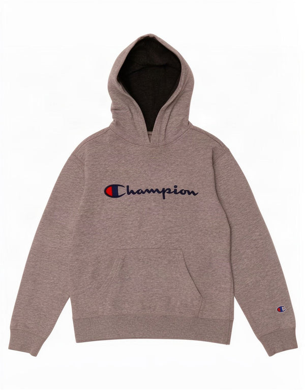 Maglione con cappuccio grafico da ragazzo Champion 9-10 anni in cotone screziato grigio medio