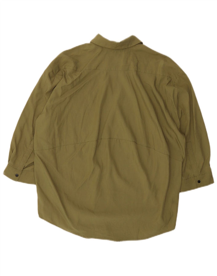 Zara 3/4 ærmet oversized trøje til kvinder UK 6 XS Khaki Lyocell
