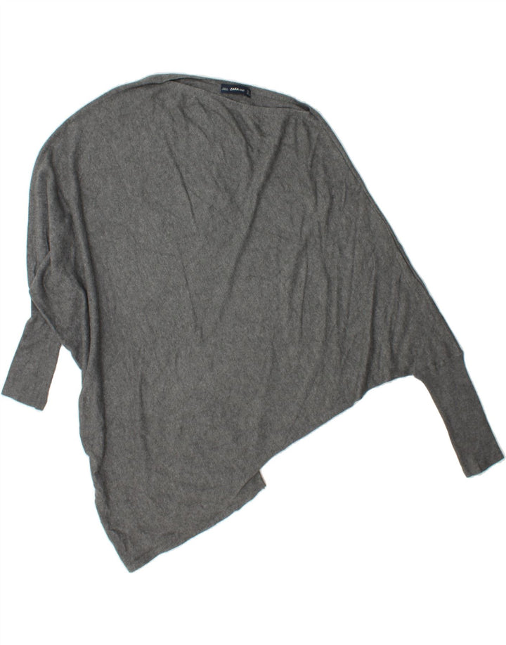ZARA Womens Asymmetric Poncho Jumper UK 10 Small Grey Vintage Zara and Second-Hand Zara from Messina Hembry 