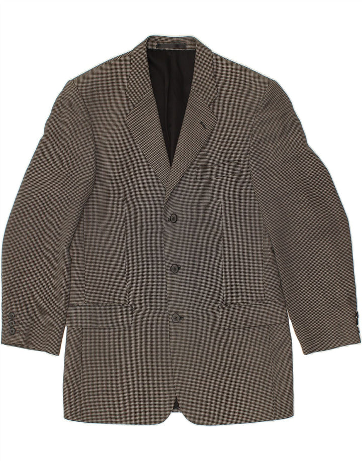 ST. BERNARD Mens 3 Button Blazer Jacket IT 50 Large Grey Check Wool Vintage St. Bernard and Second-Hand St. Bernard from Messina Hembry 