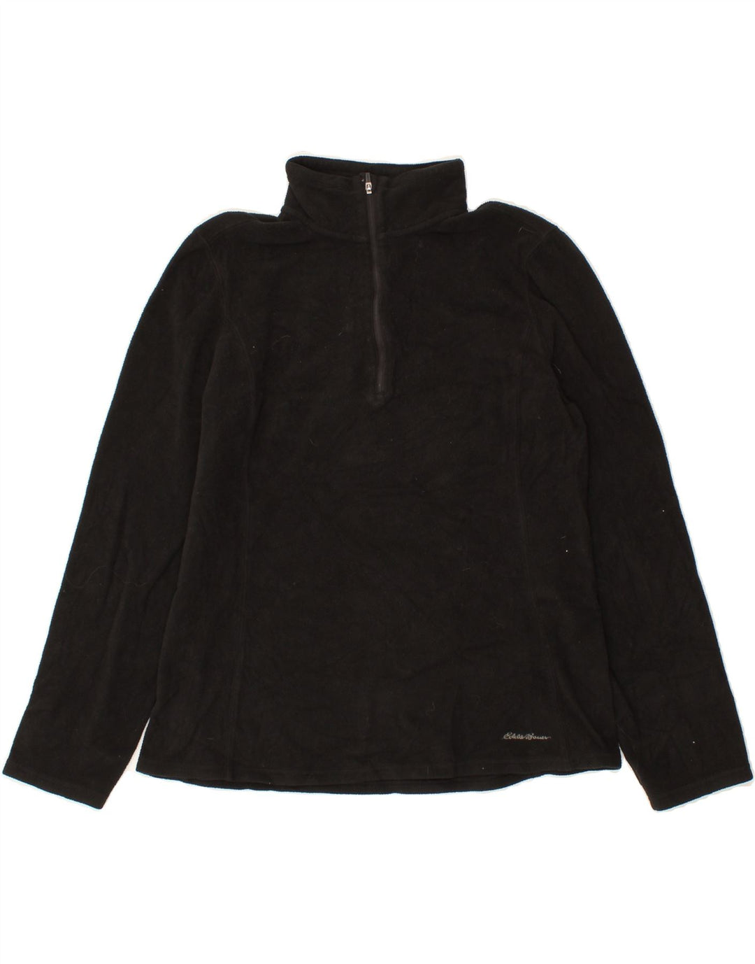 EDDIE BAUER Womens Zip Neck Fleece Jumper UK 14 Medium Black Polyester Vintage Eddie Bauer and Second-Hand Eddie Bauer from Messina Hembry 
