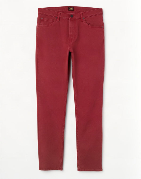 Lee Herre Rider Straight Slim Jeans W31 L32 Bourgogne bomuld