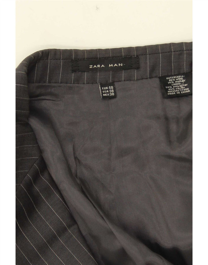 Giacca blazer a 2 bottoni da uomo Zara EU 48 lana gessata grigio medio