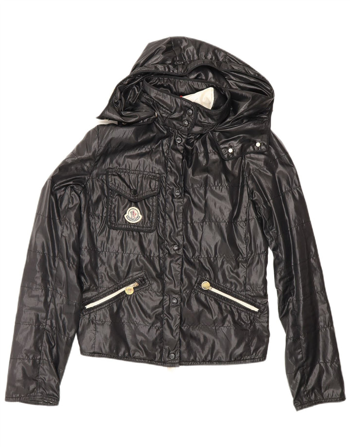 Moncler Damen-Windbreakerjacke mit Kapuze, Größe 1, klein, Schwarz