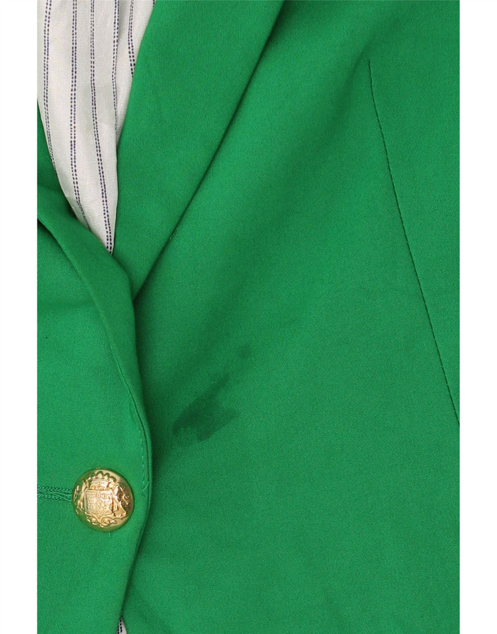 Zara Womens Crop 1 Button Blazer Jacket UK 18 XL Green Polyester