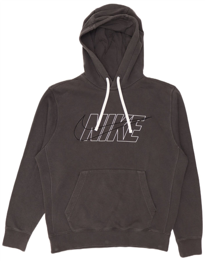 Felpa con cappuccio grafica Nike da uomo in cotone grigio medio