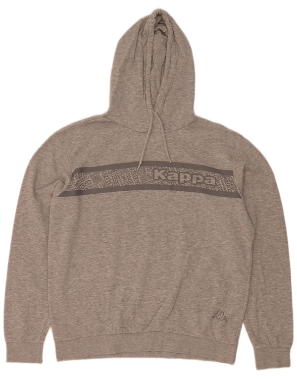 Kappa Mens Graphic Hoodie Jumper XL Grey Flecked Cotton