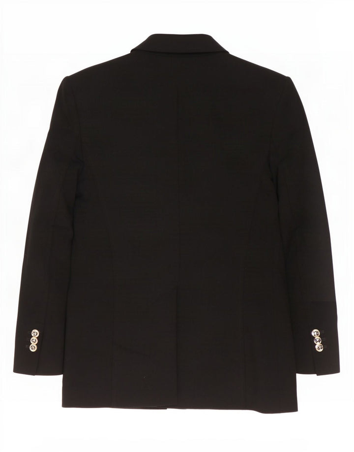 Jaqueta blazer feminina Zara com peito duplo Reino Unido 10 poliéster preto pequeno