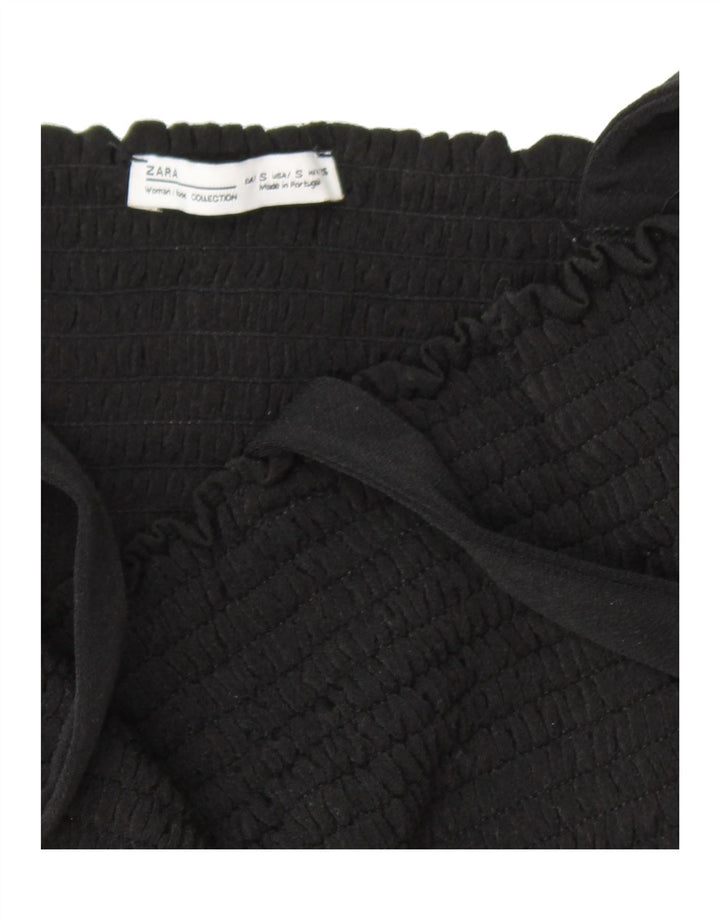 ZARA Womens Crop Top UK 8 Small Black Polyester Vintage Zara and Second-Hand Zara from Messina Hembry 