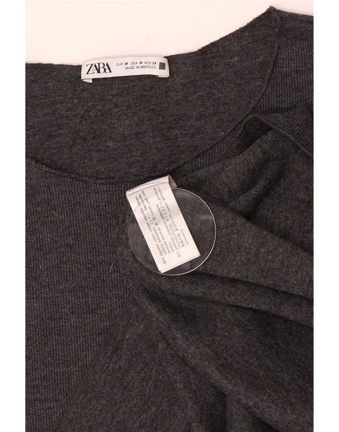 T-shirt Zara da donna Top UK 12 cotone grigio medio