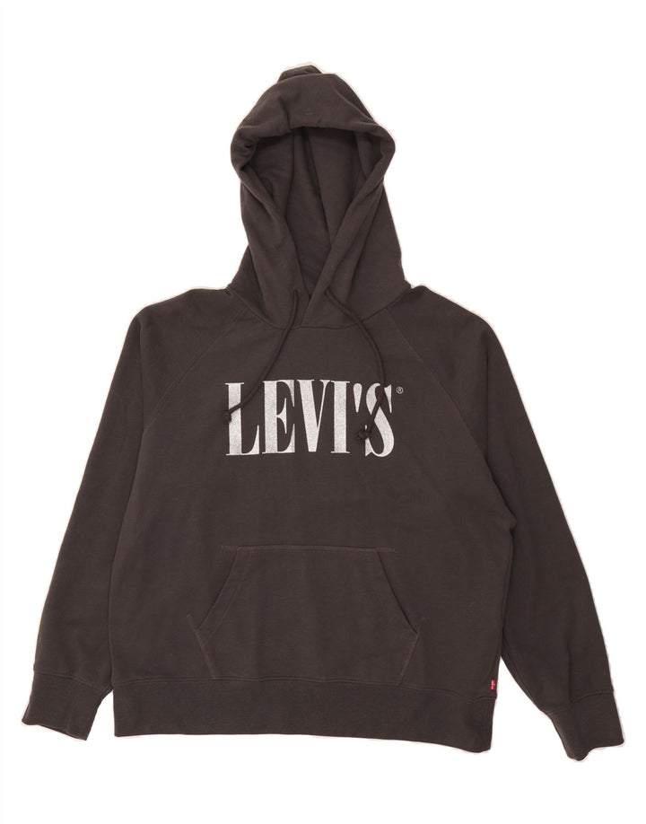 LEVI'S Mens Graphic Hoodie Jumper Large Grey Cotton Vintage Levi's and Second-Hand Levi's from Messina Hembry 
