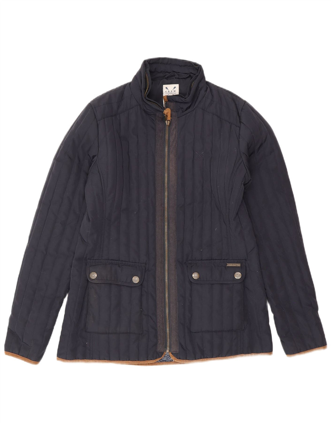 Crew Clothing Womens Padded Jacket UK 10 Small Navy Blue Polyester