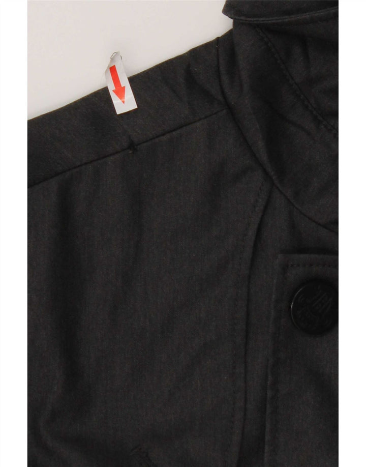 Zara Mens Double Breasted Bomber Jacket UK 38 Medium Grey Polyester