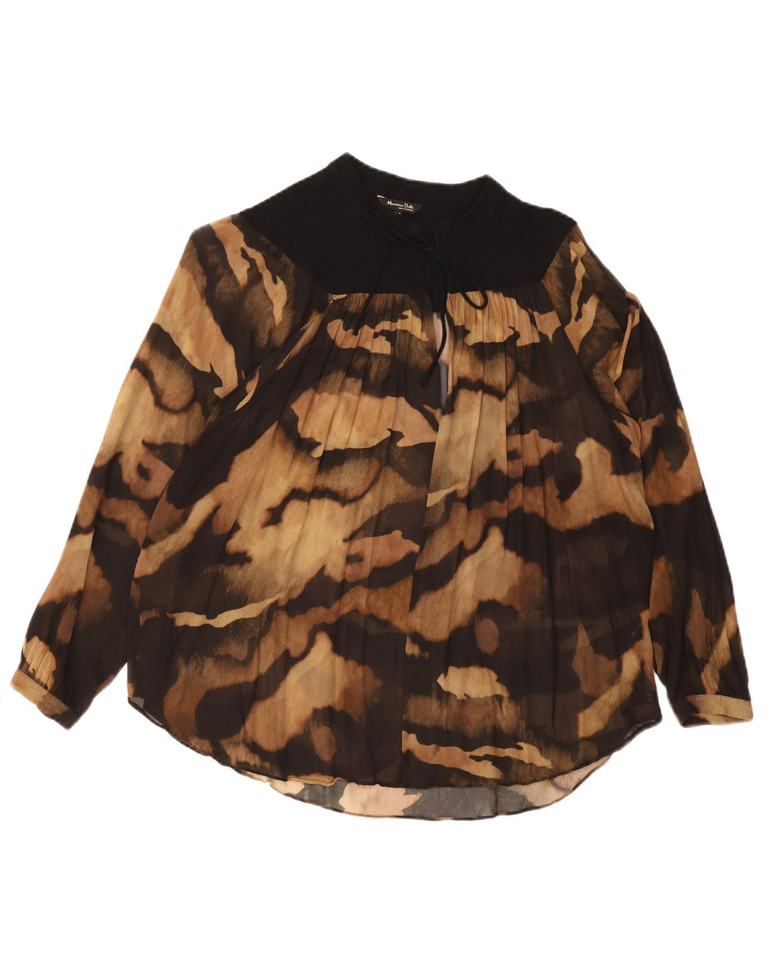 Massimo Dutti Womens See Through Top UK 14 Medium Brown Animal Print