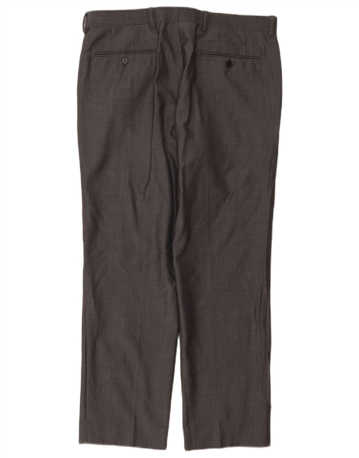 Marks & Spencer Mens Straight Suit Trousers W34 L29 Grey Wool