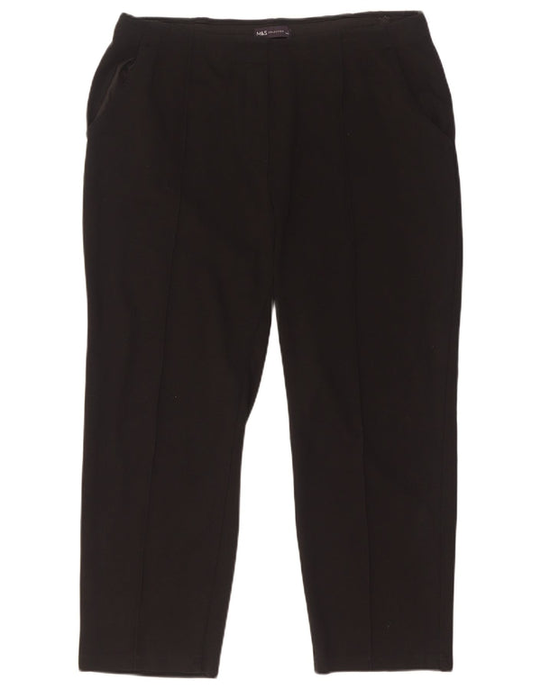 Marks & Spencer Damen Gerade geschnittene Hose UK 14 Large W33 L25 Schwarz