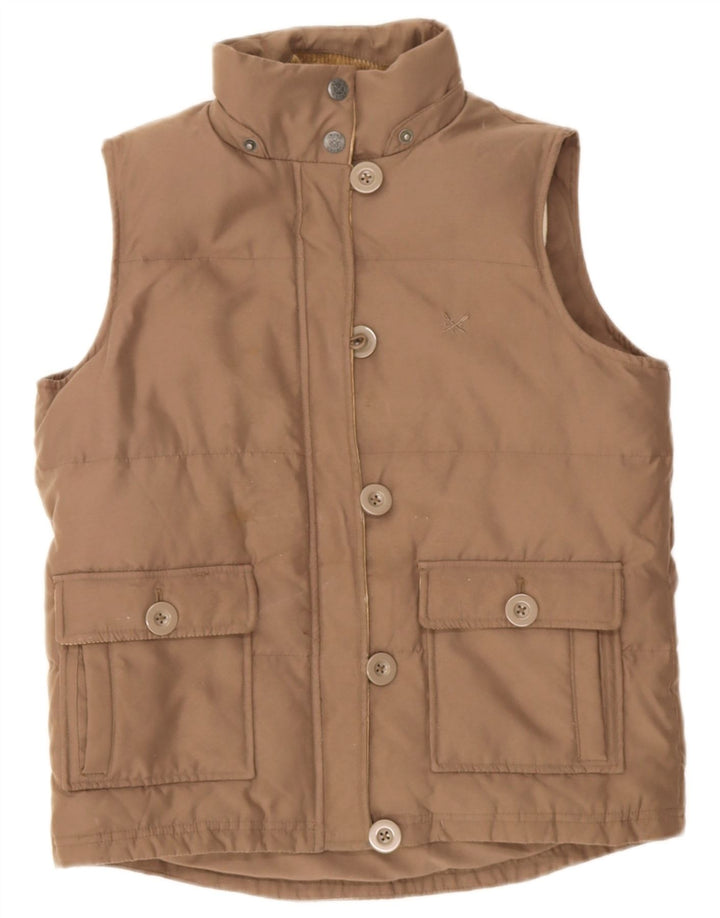 Crew Clothing Womens Padded Gilet UK 8 Small Brown Polyester