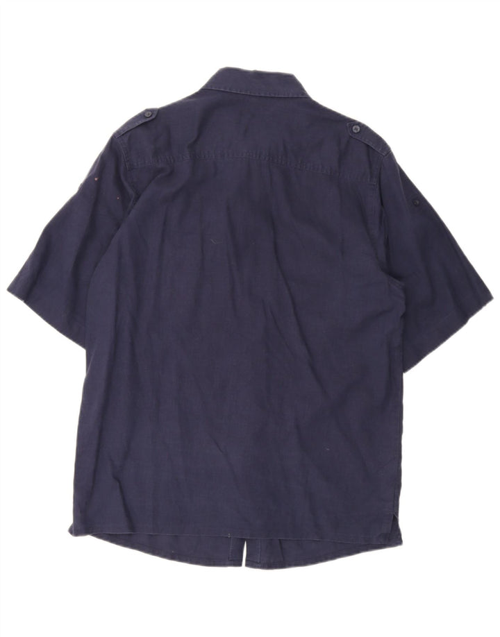 Fila Mens Military Short Sleeve Shirt Medium Navy Blue