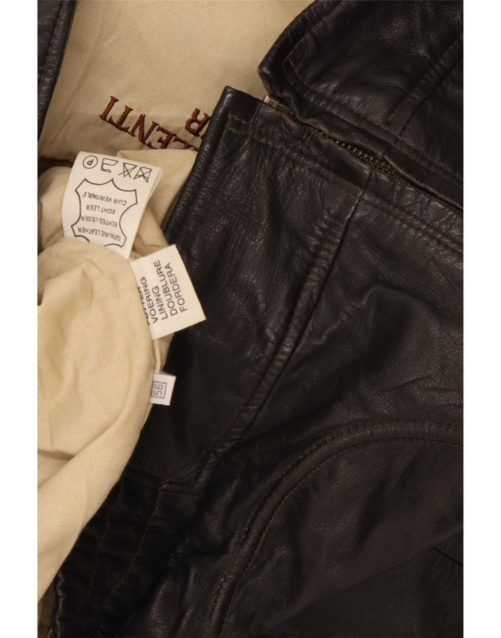 Jaqueta de couro masculina vintage IT 56 3XL preta