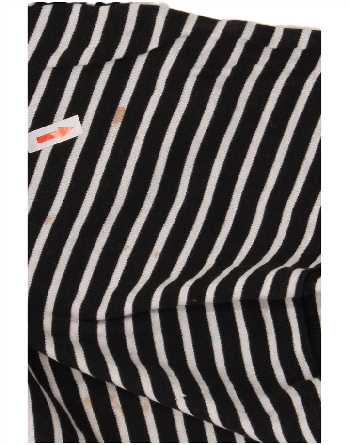 Benetton Womens Top 3/4 Sleeve UK 12 Medium Black Striped Nautical