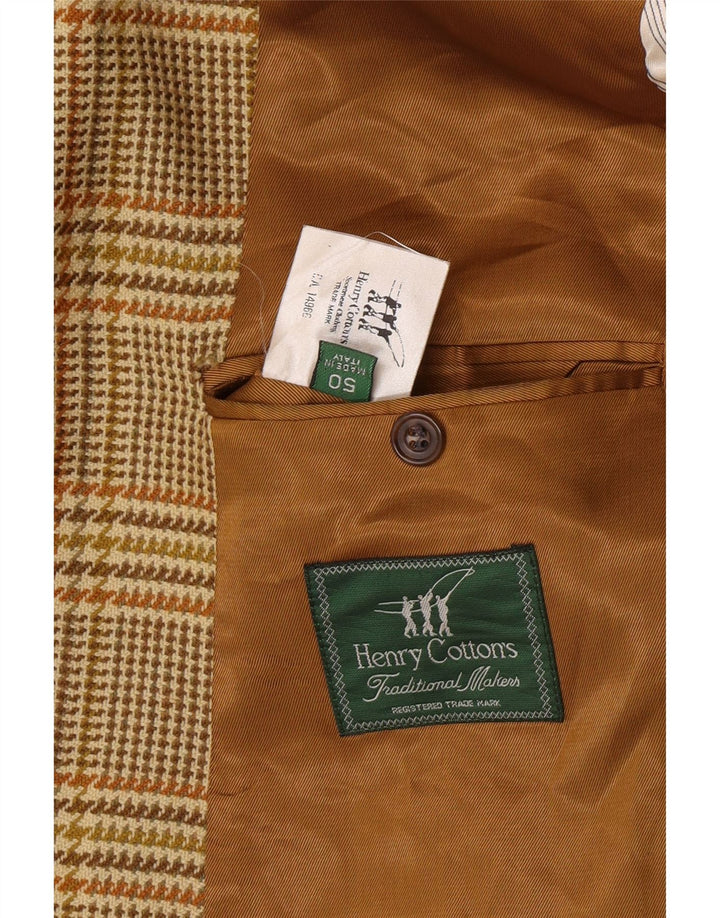 Henry Cottons Mens 2 Button Blazer Jacket IT 50 Large Brown Houndstooth
