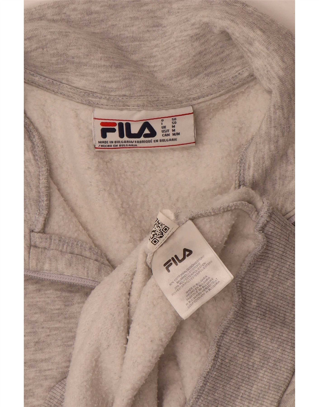 Fila Sweat-Shirt Col Zippé Homme Gris Moyen Moucheté Coton