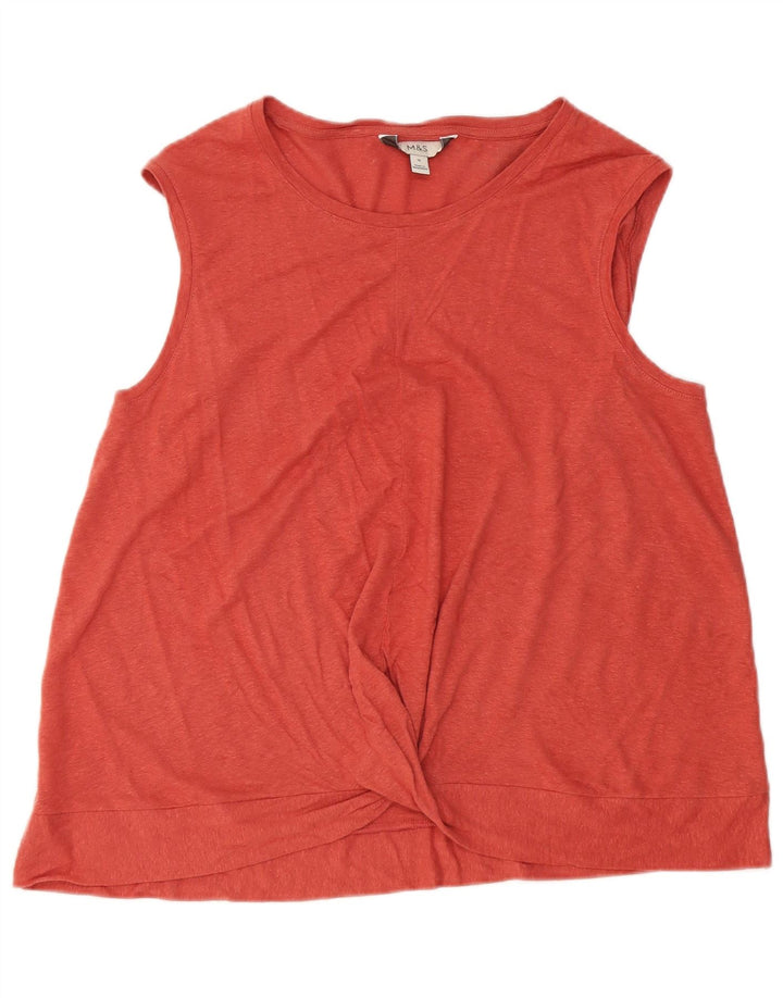 Marks & Spencer Womens Vest Top UK 16 Large  Maroon Linen