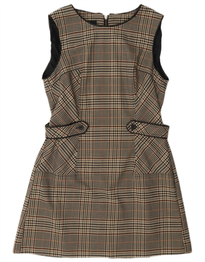 Next Womens Sleeveless A-Line Dress UK 14 Medium Grey Houndstooth