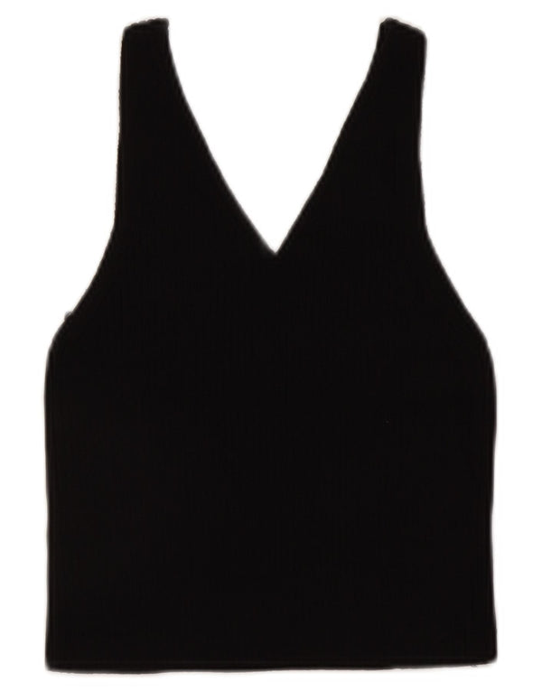 Zara Top corto sin mangas para mujer UK 42 Medium Black Spotted