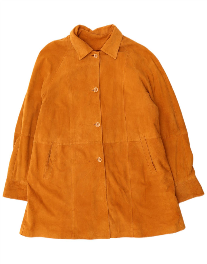 Gallotti Womens Suede Overcoat EU 46 XL Beige Leather