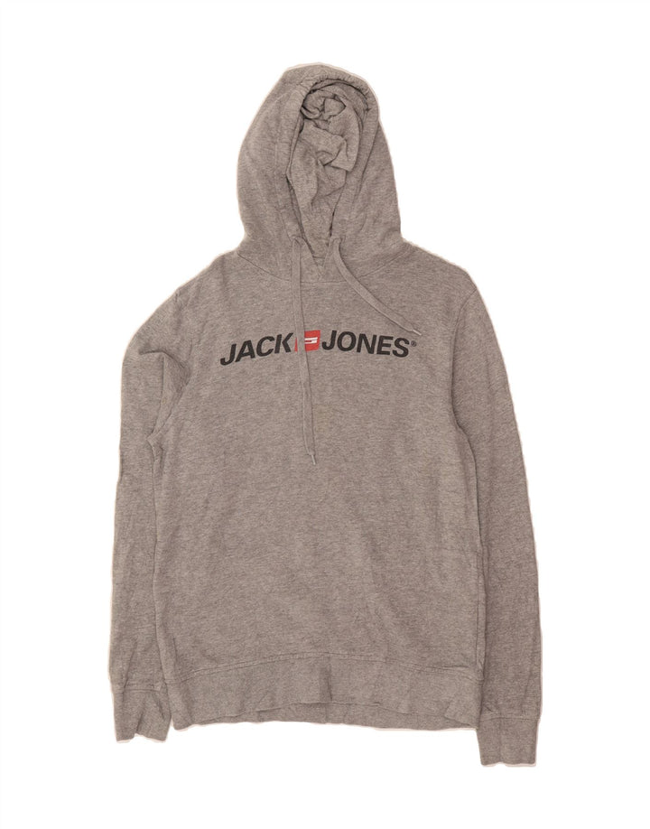 JACK & JONES Mens Graphic Hoodie Jumper Large Grey Cotton Vintage Jack & Jones and Second-Hand Jack & Jones from Messina Hembry 