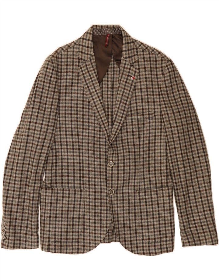 VINCENT Mens 2 Button Blazer Jacket UK 38 Medium Grey Check Vintage Vincent and Second-Hand Vincent from Messina Hembry 