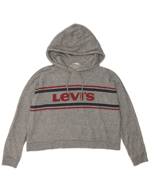 Γυναικείο Levi's Oversized Crop Hoodie Jumper UK 10 Small Grey Cotton