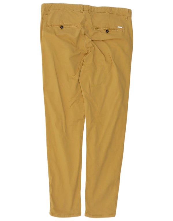 Zara Mens Slim Chino Pantalones EU 46 XL W36 L32 Algodón Amarillo
