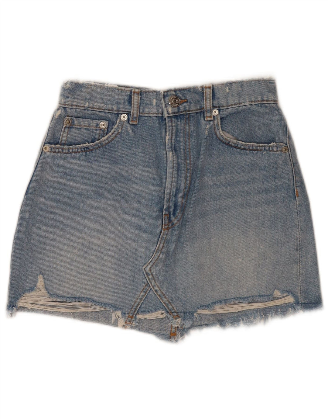 Zara Womens Distressed Denim Shorts Small W26 Blue