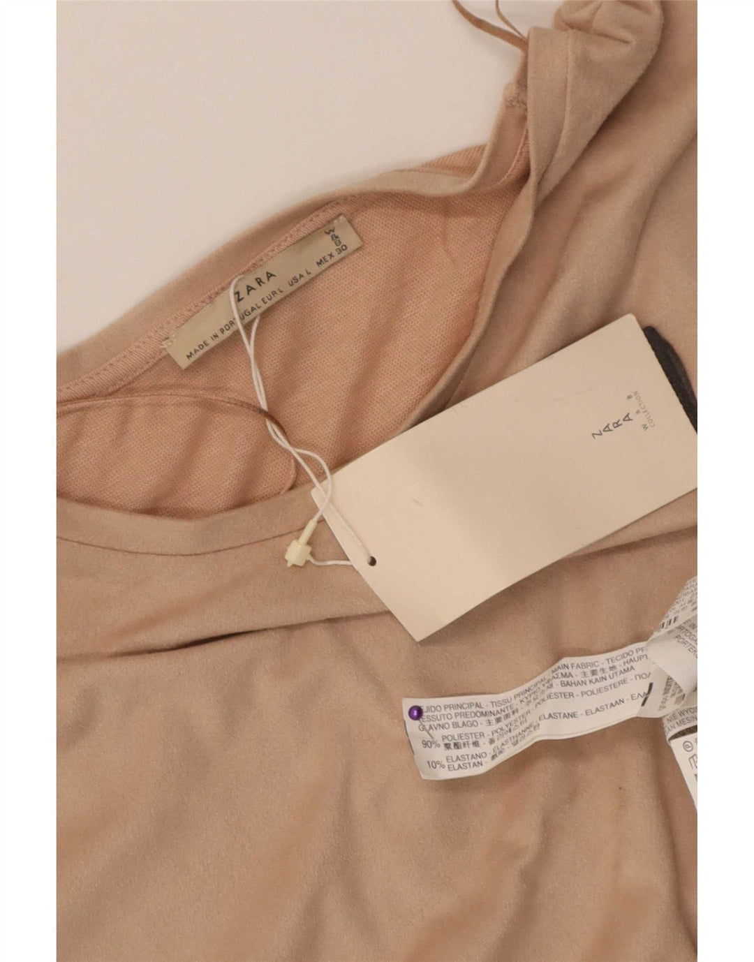 Zara Damen Weste Top UK 16 Large Beige Polyester