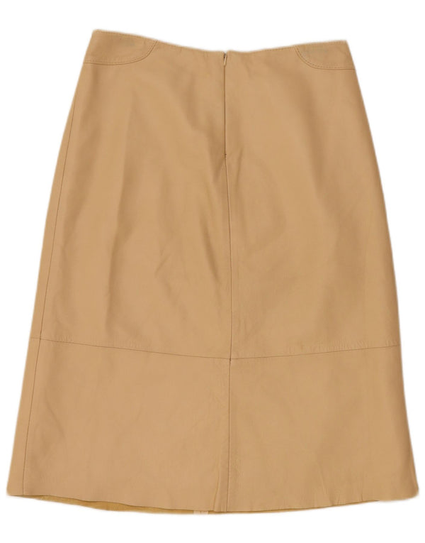 Vintage lædernederdel til kvinder UK 12 Medium W28 Beige