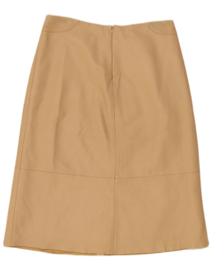 Vintage Womens Leather Skirt UK 12 Medium W28 Beige
