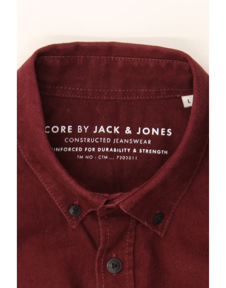 JACK & JONES Mens Core Shirt Large Burgundy Cotton Vintage Jack & Jones and Second-Hand Jack & Jones from Messina Hembry 
