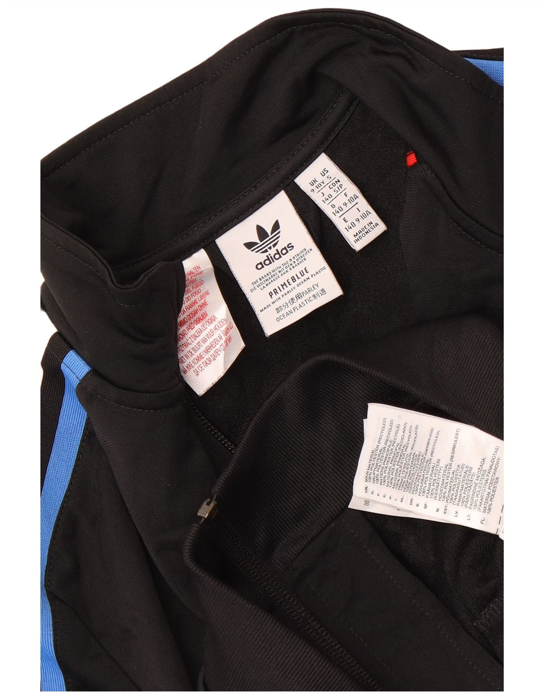Adidas Boys Tracksuit Top Jacket 9-10 Years Black Colourblock Polyester