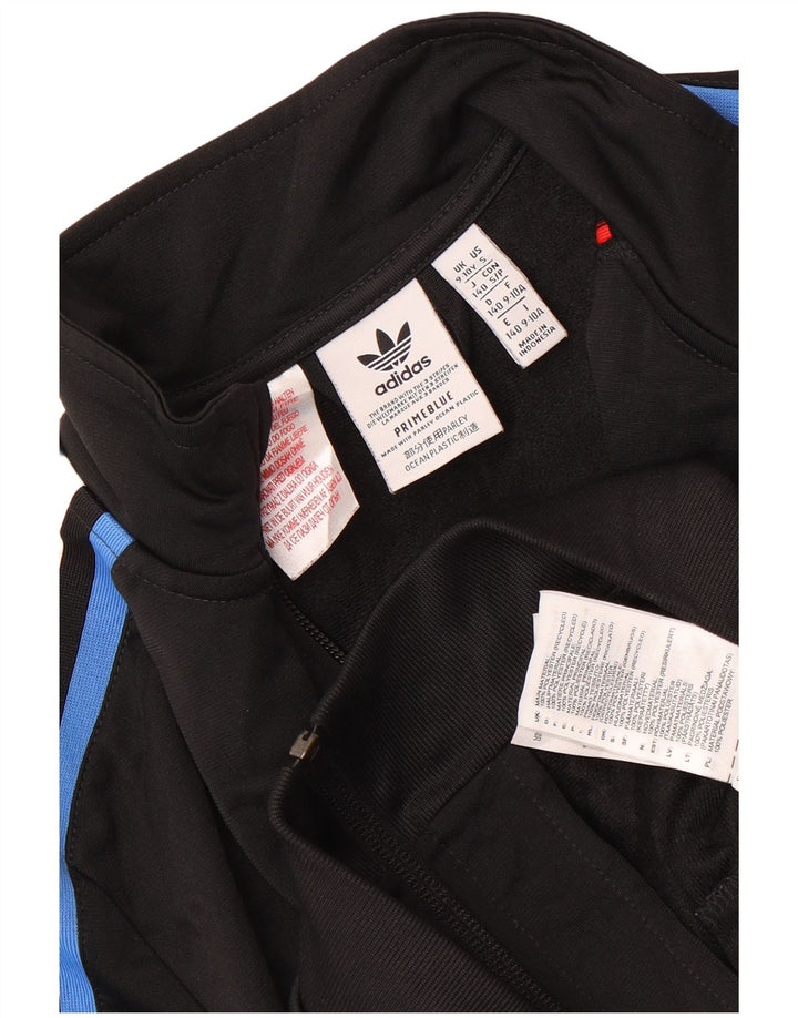 Adidas Boys Tracksuit Top Jacket 9-10 Years Black Colourblock Polyester